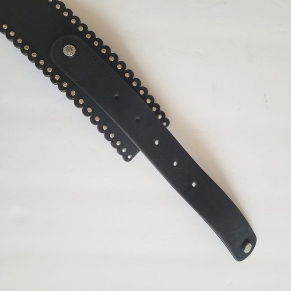 TAHARI Scallop Hem Stud Black & Silver Stud Accent Belt - Picture 5 of 10